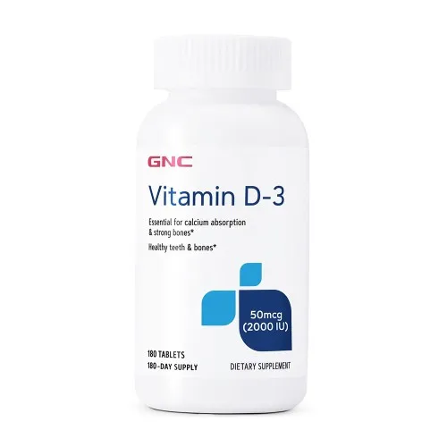 Vitamina D3 50mcg 2000IU, 180 capsule moi, GNC