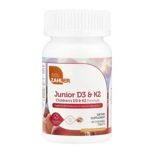 Vitamina D3 + K2 pentru copii, formula avansata pentru oase, absorbtia calciului si imunitate, 90 tablete, GNC Zahler