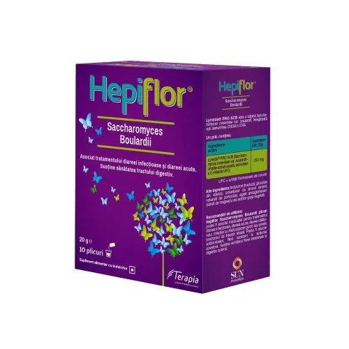 Hepiflor Saccharomyces Boulardii 250mg, 10 plicuri, Terapia