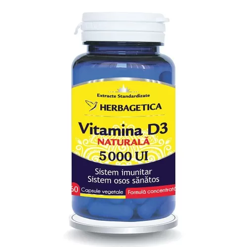Detrix Forte Vitamina D3 5000UI, 60 capsule, Herbagetica