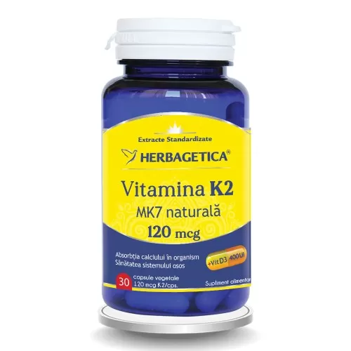 Vitamina K2 MK7 naturala 120mcg, 30 capsule, Herbagetica