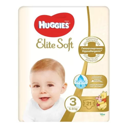 Scutece Huggies Nr.3 Elite-Soft 5-9 kg, 21 buc
