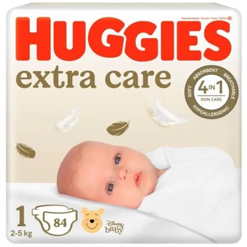 Scutece Huggies nr.1 Extra Care 3-5 kg, 84 buc