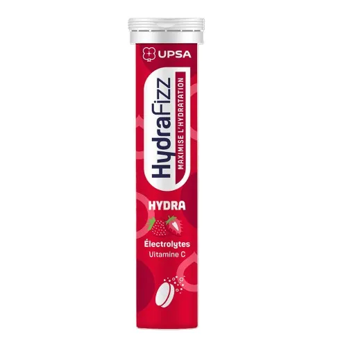 Electroliti cu aroma de capsuni Hydra Hydrafizz, 16 comprimate efervescente, Upsa