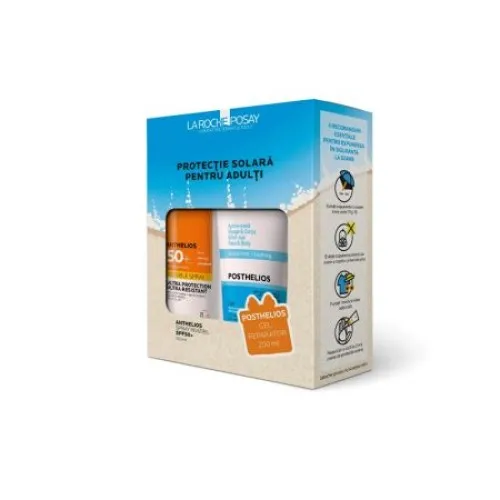La Roche Posay Anthelios Spray Invizibil SPF50x200ml+Postelios Gel Reparator Dupa Plajax100ml (Cadou