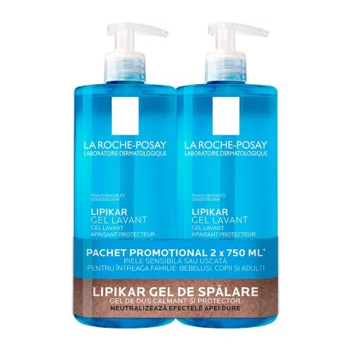 Gel de Spalare Piele Sensibila Lipikar, 750ml (1+1 Pachet Promo*), La Roche Posay