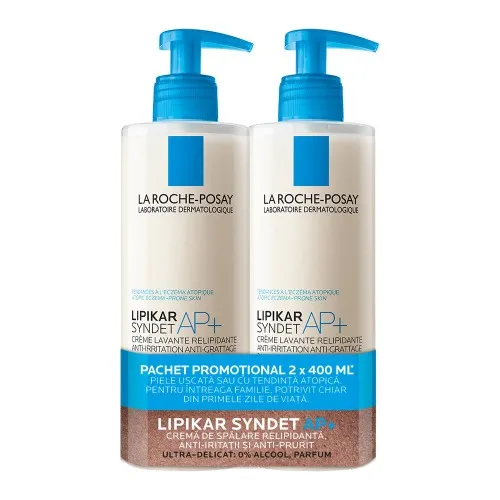 Gel de Spalare Lipikar Syndet AP+, 400ml (1+1 Pachet Promo), La Roche Posay