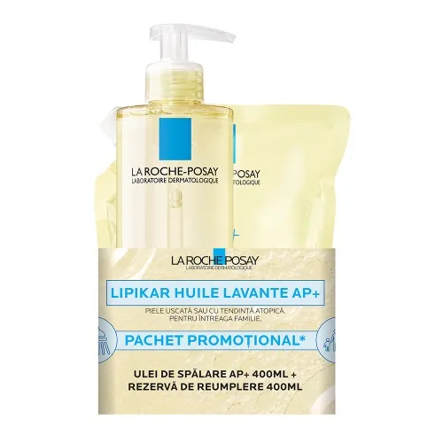 Pachet Lipikar Ulei de Spalare AP+, 400ml + Refill, 400ml, La Roche Posay