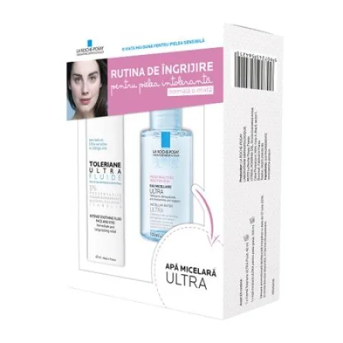 La Roche Posay Toleriane Ultra Fluid x 40 ml + Apa Micelara Ultra x 100 ml (Cadou)