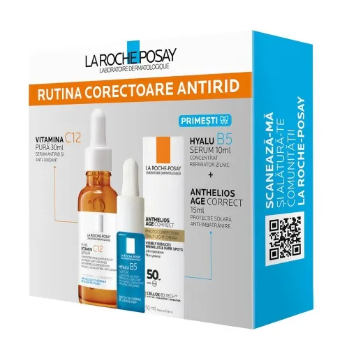 Trusa Pure Vitamin C12 (Ser Vitamin C12, 30ml + Ser Hyalu B5, 10ml + Anthelios Age Correct, 15ml), La Roche Posay