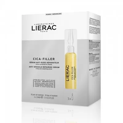 Ser reparator antirid Cica-Filler, 3 fiole x 10ml, Lierac Paris