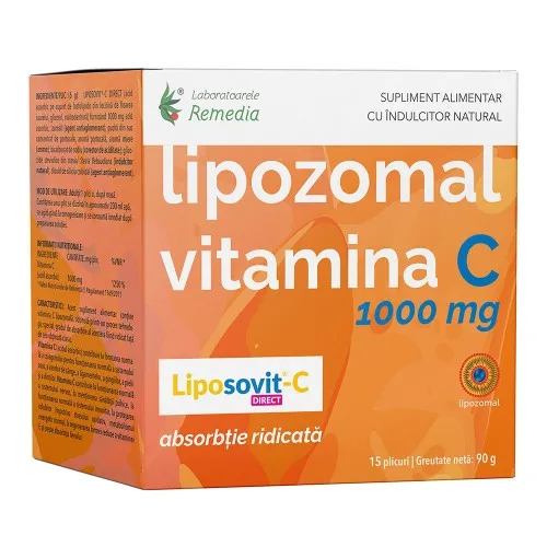 Vitamina C Lipozomal 1000mg, 15 plicuri, Lab. Remedia