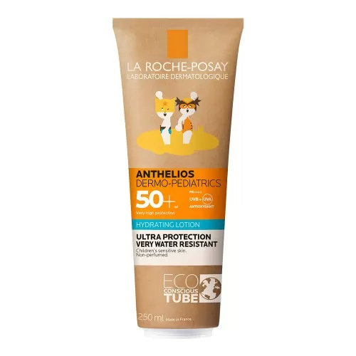 Lotiune hidratanta cu protectie solara SPF 50+ fata si corp, pentru copii, ultra rezistent la apa, 250 ml, Anthelios Dermo Pediatrics, La Roche Posay