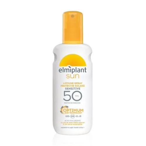 Lotiune spray cu protectie solara ridicata Sensitive SPF 50 Optimum Sun, 200 ml, Elmiplant