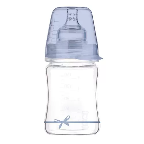 Biberon sticla baieti Diamond Glass Baby Shower, 150ml, LOVI