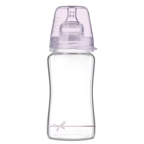 Biberon sticla fete Diamond Glass Baby Shower, 250ml, LOVI