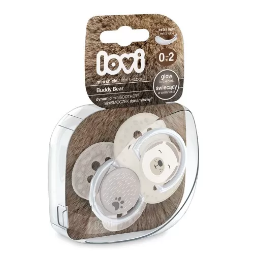 Suzeta din silicon Dynamic Buddy bear pentru 0-2 luni, 2 bucati, Lovi