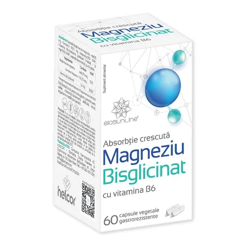 Magneziu Bisglicinat cu Vitamina B6, 60 capsule, Helcor