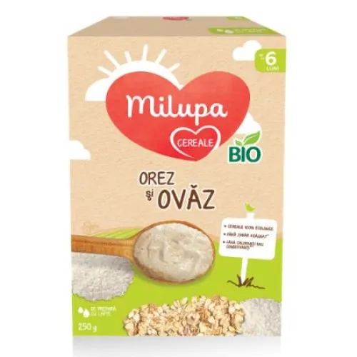 Milupa Cereale Bio Orez si Ovaz +6 luni x 250g