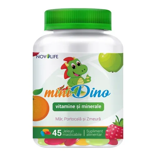 MiniDino Vitamine si Minerale, 45 jeleuri, Novolife