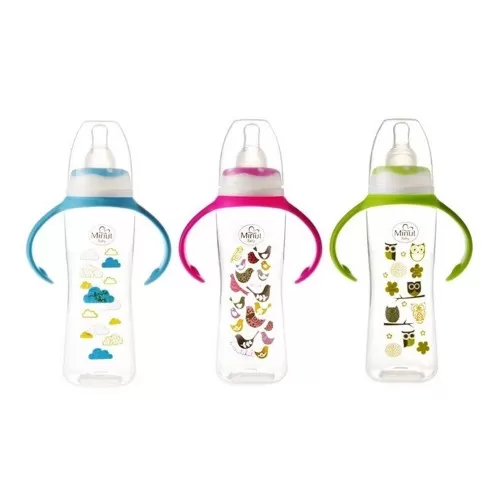 Minut Biberon Plastic cu Manere, 250 ml x 1 buc