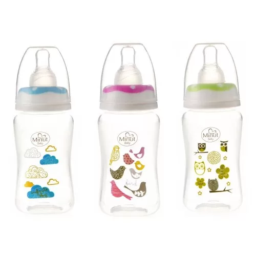 Biberon cu tetina "Pupaza din tei" pentru +0 luni Baby, 125ml, Minut