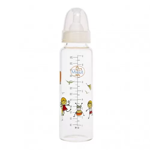Biberon sticla Borosilicat 3M+ Baby, 250ml, Minut