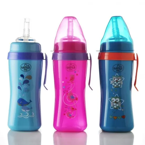 Minut Cana Anticurgere cu Pai din Silicon si Clips de Prindere +6 luni x 360ml