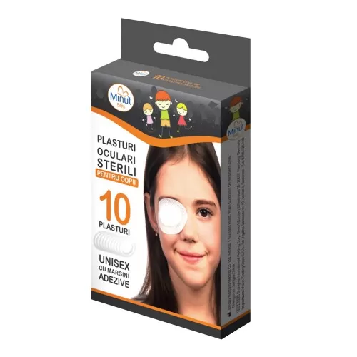 Plasturi oculari sterili pentru copii, 10 bucati, Minut