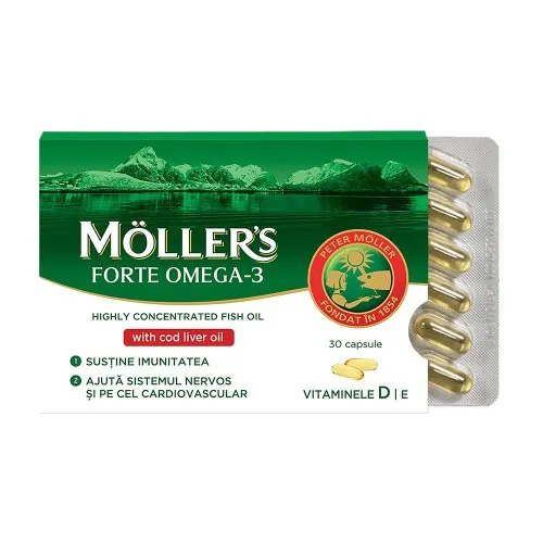 Omega 3 Forte with Cod Liver Oil, 30 capsule, Mollers
