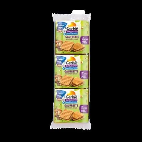 Napolitane cu crema de ciocolata si migdale, 3 x 21g, Gerble