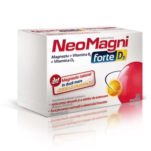 NeoMagni forte D3, magneziu natural 2000UI D3 , 50 comprimate, Aflofarm