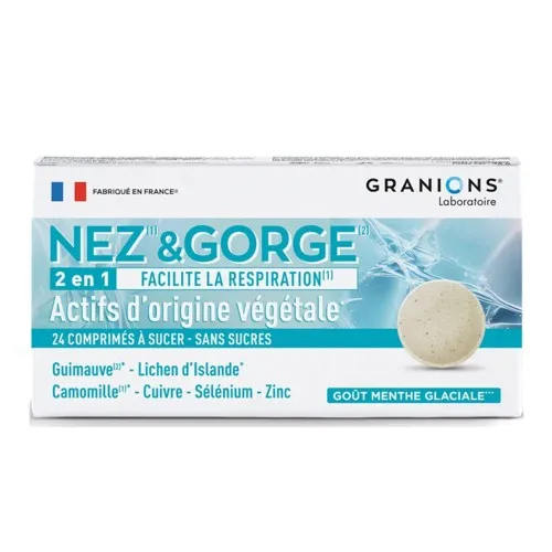 Comprimate mentolate pentru gat si nas Nez Gorge, 24 comprimate, Granions