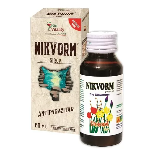 Nikvorm sirop pentru eliminarea parazitilor intestinali, 60 ml, Bio Vitality