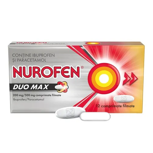 Nurofen Duo Max 200mg/500mg, 12 comprimate filmate, Reckitt