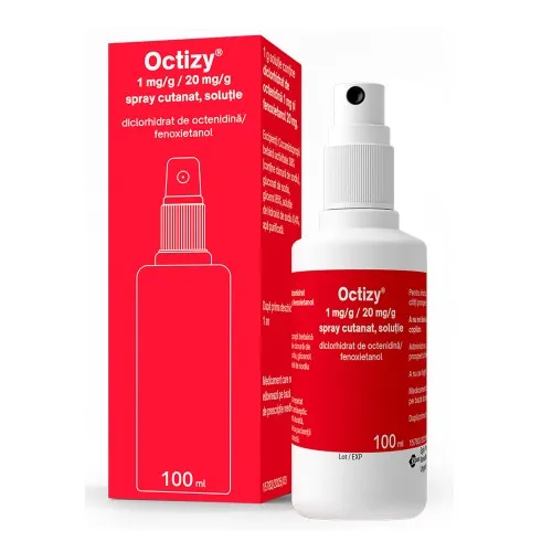 Spray antiseptic Octizy, 1 mg/g / 20 mg/g, 100 ml, Egis Pharmaceuticals