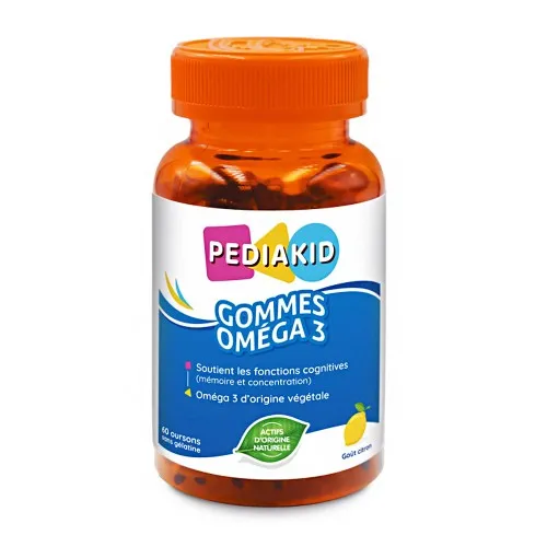Omega 3 pentru copii cu aroma de lamaie, 60 jeleuri gumate, Pediakid
