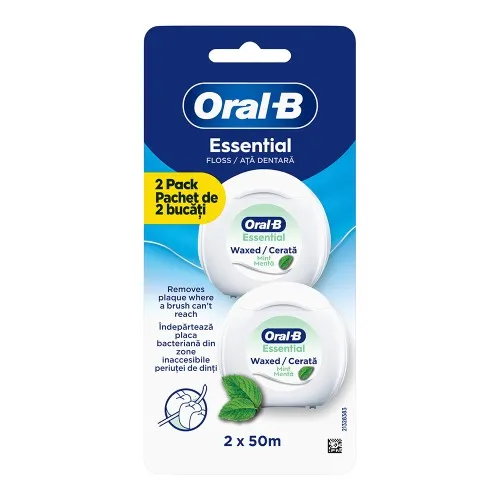 Ata dentara Matase Essential Floss Aroma Menta 2 x 50m, Oral B