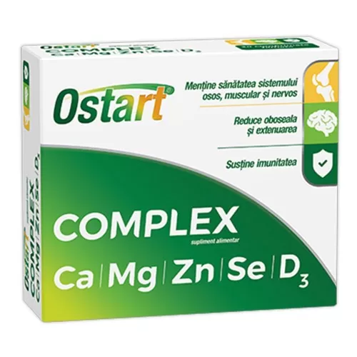 Ostart Complex Ca + Mg + Zn + Se + D3, 20 comprimate, Fiterman