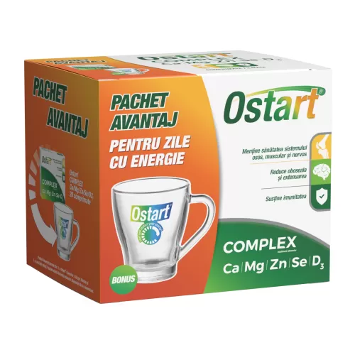Ostart Complex Ca + Mg + Zn + Se + D3, 30 comprimate + cana, Fiterman, Fiterman