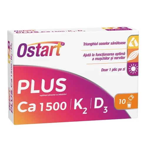 Ostart Plus Ca 1500 + K2 + D3, 10 plicuri, Fiterman