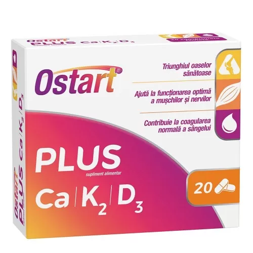 Ostart Plus Ca + K2 + D3, 20 comprimate, Fiterman