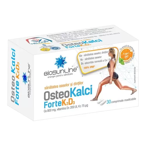Osteo Kalci Forte K2D3, 30 comprimate masticabile, Helcor