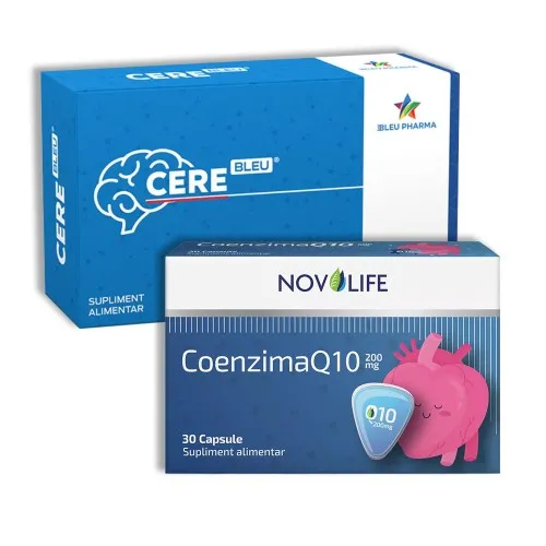 Pachet CereBleu, 30 capsule moi, Bleu Pharma & Coenzima Q10, 30 capsule, Novolife