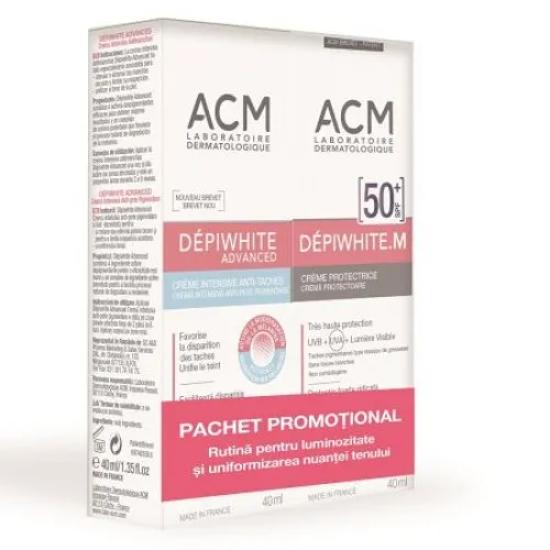 Pachet Crema epiwhite Advanced, 40 ml + Crema Depiwhite M SPF 50+, 40 ml, Acm