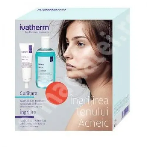 Pachet Crema Ivapur AI Akne-Syt, 30 ml + Gel purifiant Ivapur, 250 ml, Ivatherm