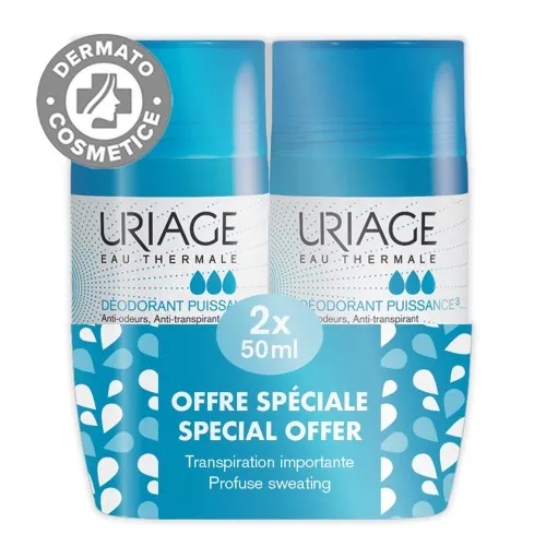 Pachet Deodorant roll-on Puissance, 50 ml + 50 ml, Uriage