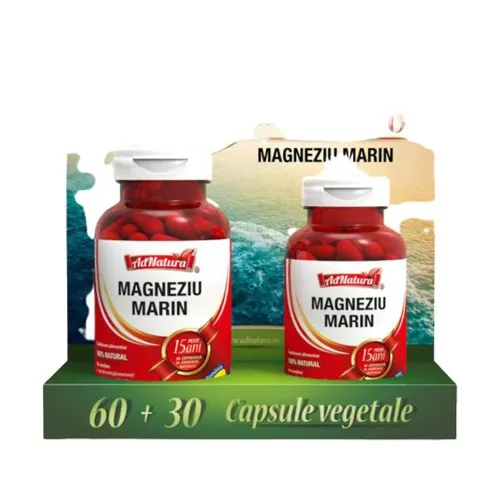 Pachet Magneziu Marin, 60 + 30 capsule, AdNatura