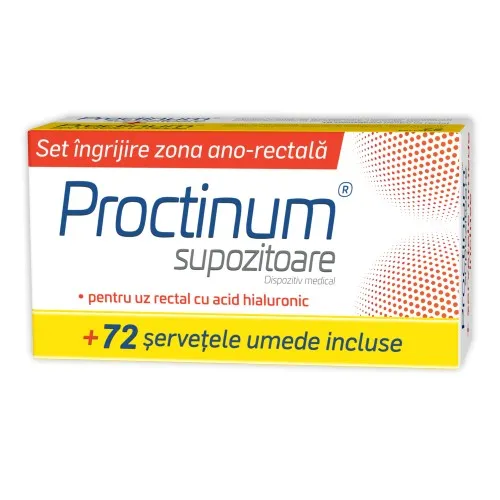 Pachet Proctinum 10 supozitoare + Servetele umede 72 bucati Gratuit - Zdrovit