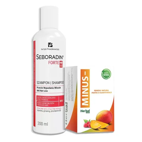 Pachet Promo Capsule pentru slabit Minus & Sampon impotriva caderii parului Seboradin Forte, 200 ml